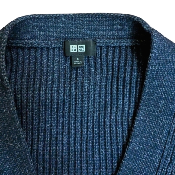 Uniqlo cardigan ribbed sweater Navy  Blue Button Down - Picture 3 of 16